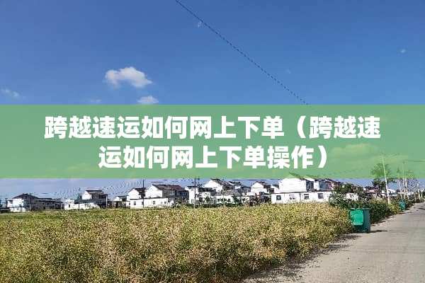跨越速运如何网上下单（跨越速运如何网上下单操作）