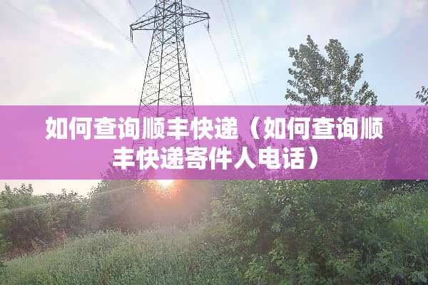 如何查询顺丰快递（如何查询顺丰快递寄件人电话）