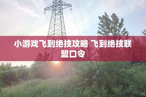 小游戏飞到绝技攻略 飞到绝技联盟口令
