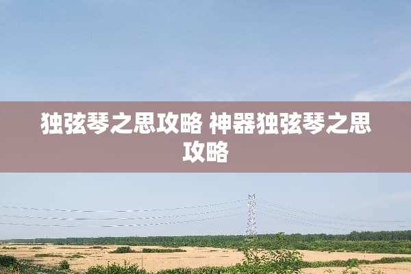 独弦琴之思攻略 神器独弦琴之思攻略