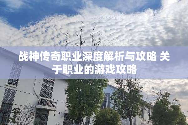 战神传奇职业深度解析与攻略 关于职业的游戏攻略
