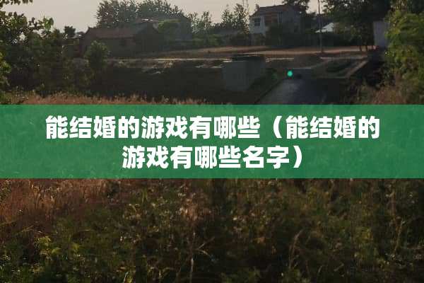 能结婚的游戏有哪些（能结婚的游戏有哪些名字）