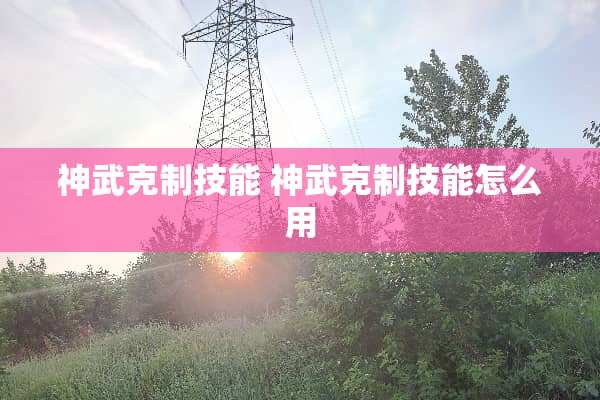 神武克制技能 神武克制技能怎么用