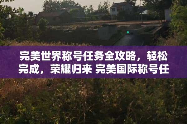 完美世界称号任务全攻略，轻松完成，荣耀归来 完美国际称号任务攻略