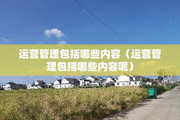 运营管理包括哪些内容（运营管理包括哪些内容呢）