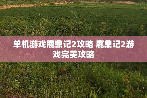 单机游戏鹿鼎记2攻略 鹿鼎记2游戏完美攻略