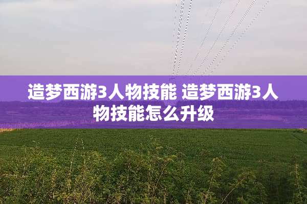 造梦西游3人物技能 造梦西游3人物技能怎么升级