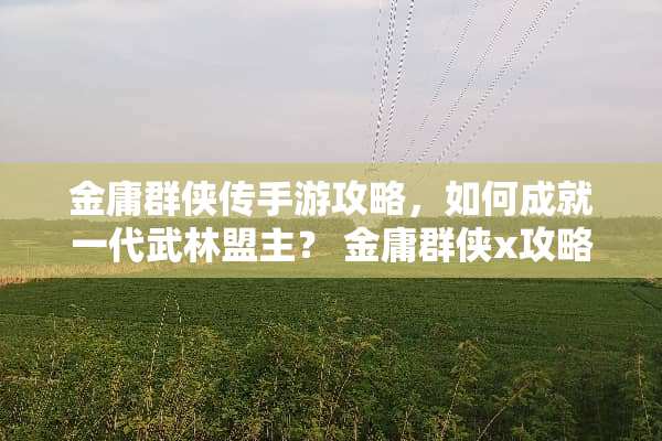 金庸群侠传手游攻略，如何成就一代武林盟主？ 金庸群侠x攻略