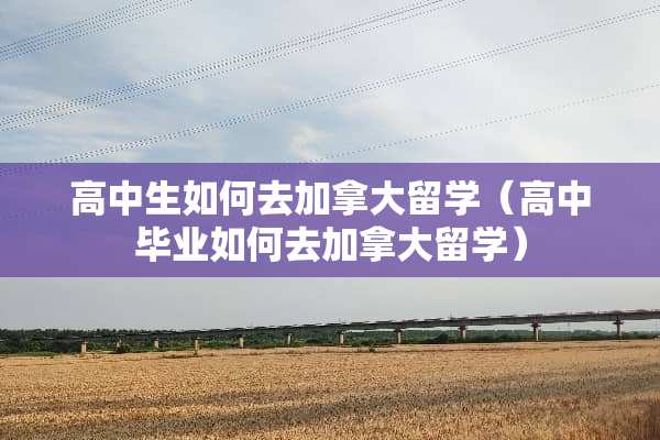 高中生如何去加拿大留学（高中毕业如何去加拿大留学）