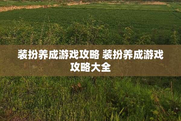 装扮养成游戏攻略 装扮养成游戏攻略大全