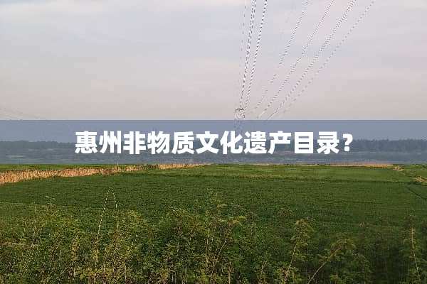 惠州非物质文化遗产目录？