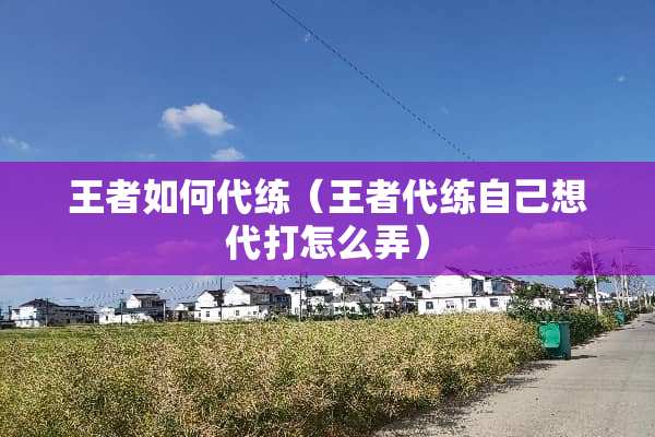 王者如何代练（王者代练自己想代打怎么弄）