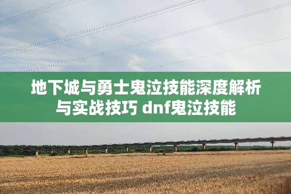 **城与勇士鬼泣技能深度解析与实战技巧 dnf鬼泣技能