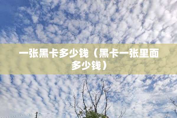 一张黑卡多少钱（黑卡一张里面多少钱）