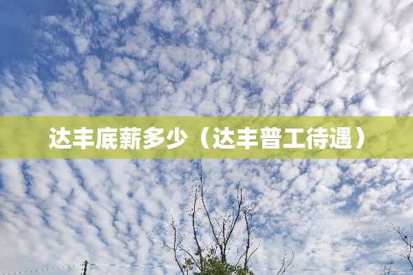 达丰底薪多少（达丰普工待遇）