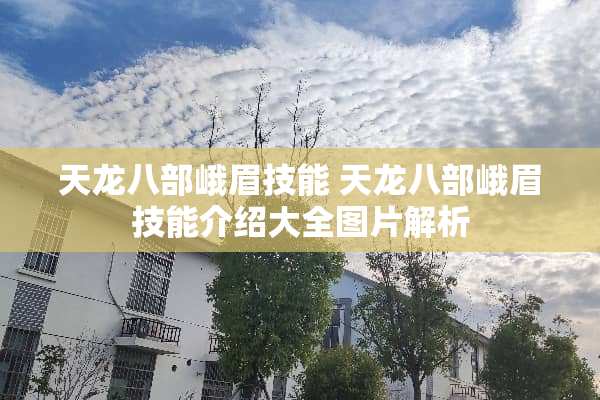 天龙八部峨眉技能 天龙八部峨眉技能介绍大全图片解析