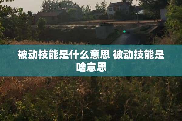 被动技能是什么意思 被动技能是啥意思