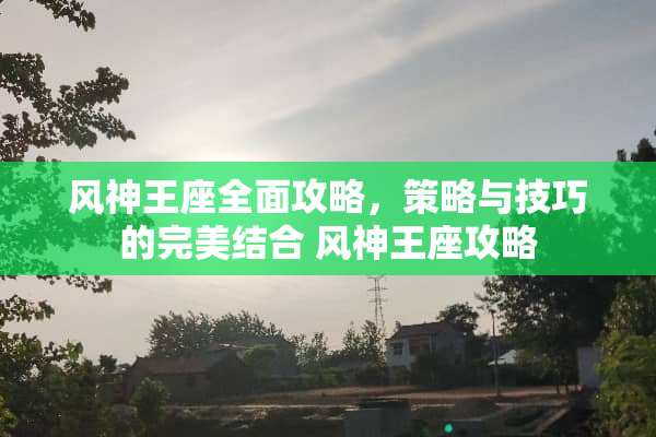 风神王座全面攻略，策略与技巧的完美结合 风神王座攻略