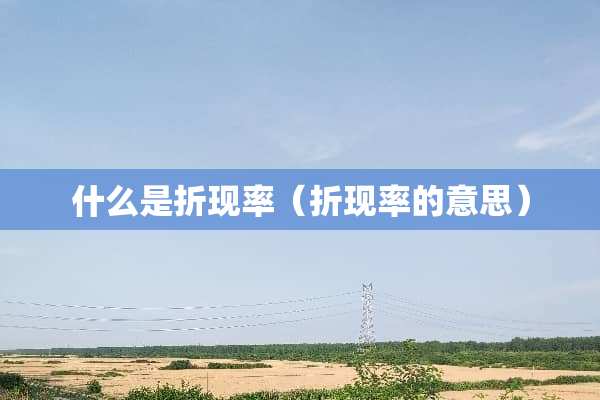什么是折现率（折现率的意思）