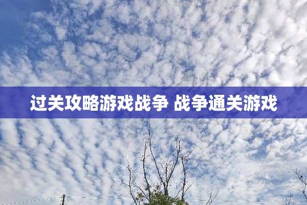 过关攻略游戏战争 战争通关游戏