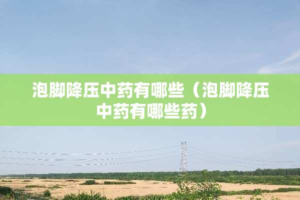 泡脚降压中药有哪些（泡脚降压中药有哪些药）