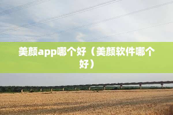 美颜app哪个好（美颜软件哪个好）