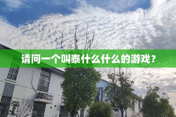 请问一个叫泰什么什么的游戏？