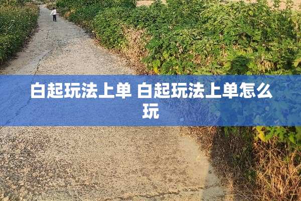 白起玩法上单 白起玩法上单怎么玩 白起玩法上单 白起玩法上单怎么玩