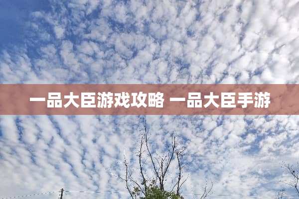 一品大臣游戏攻略 一品大臣手游