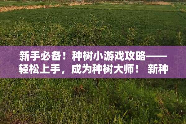 新手必备！种树小游戏攻略——轻松上手，成为种树大师！ 新种树小游戏攻略