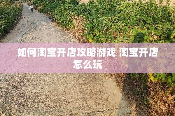如何淘宝开店攻略游戏 淘宝开店怎么玩