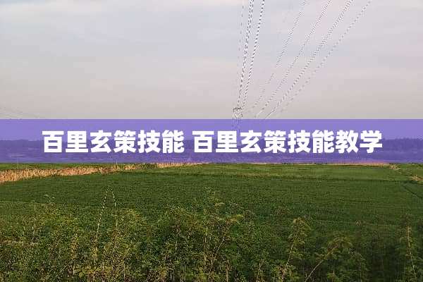 百里玄策技能 百里玄策技能教学