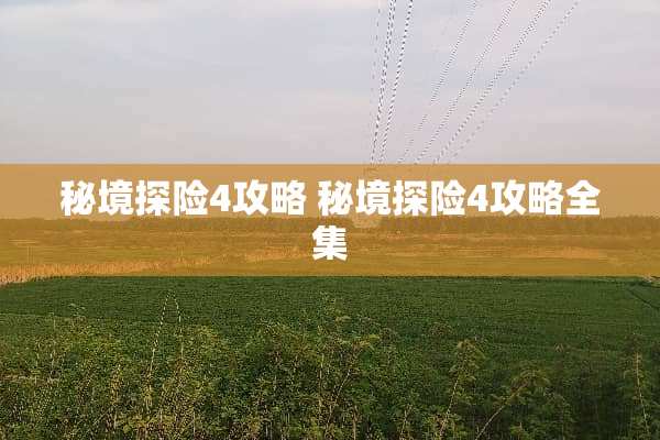秘境探险4攻略 秘境探险4攻略全集