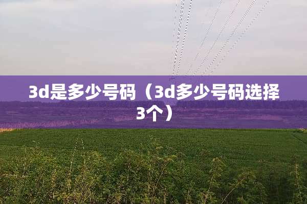 3d是多少号码（3d多少号码选择3个）