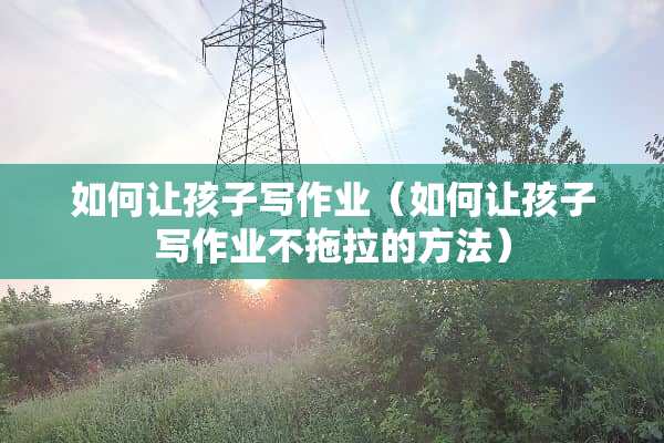 如何让孩子写作业（如何让孩子写作业不拖拉的方法）