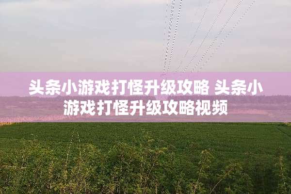 头条小游戏打怪升级攻略 头条小游戏打怪升级攻略视频