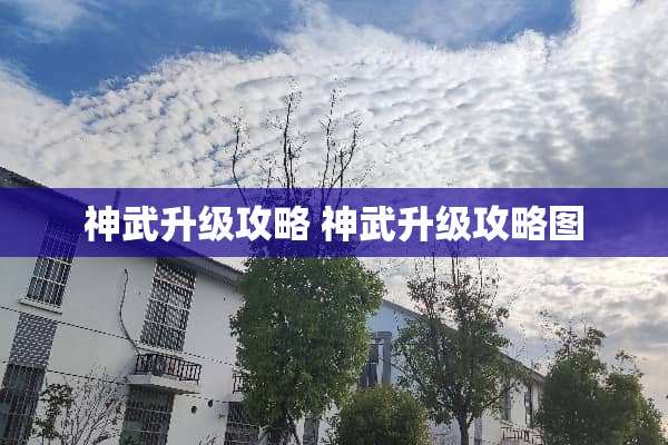 神武升级攻略 神武升级攻略图