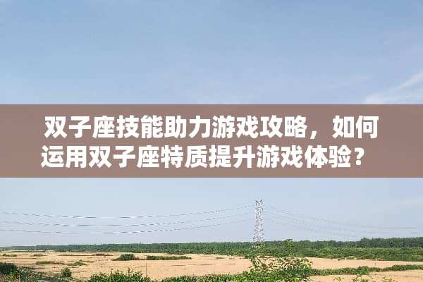 双子座技能助力游戏攻略，如何运用双子座特质提升游戏体验？ 双子座的技能