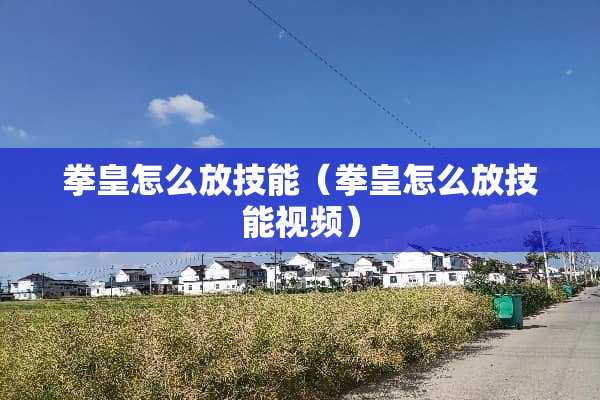 拳皇怎么放技能（拳皇怎么放技能视频）