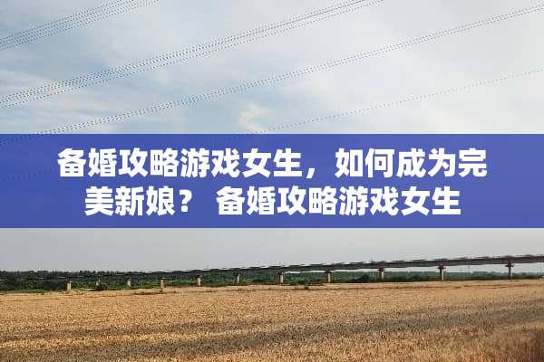 备婚攻略游戏女生，如何成为完美新娘？ 备婚攻略游戏女生