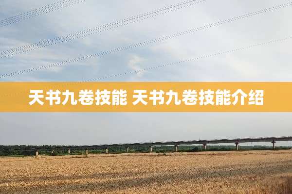 天书九卷技能 天书九卷技能介绍