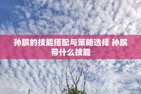 孙膑的技能搭配与策略选择 孙膑带什么技能