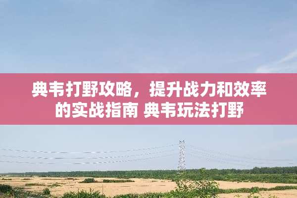典韦打野攻略，提升战力和效率的实战指南 典韦玩法打野