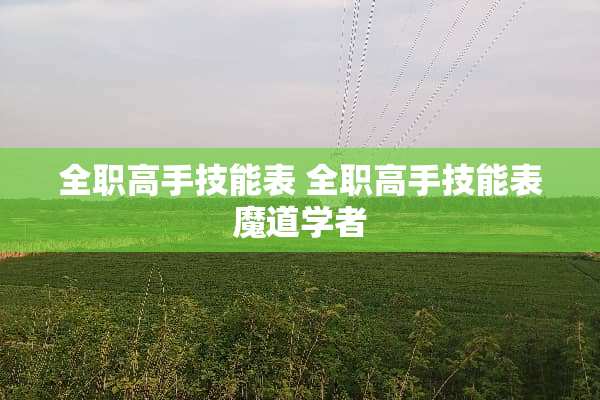 **高手技能表**高手技能表魔道学者