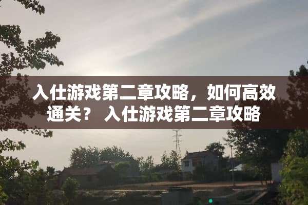 入仕游戏第二章攻略，如何高效通关？ 入仕游戏第二章攻略