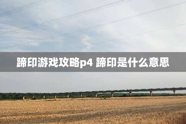 蹄印游戏攻略p4 蹄印是什么意思