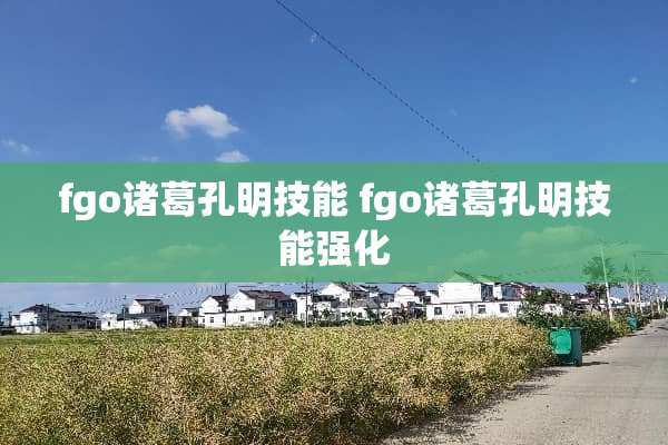fgo诸葛孔明技能 fgo诸葛孔明技能强化