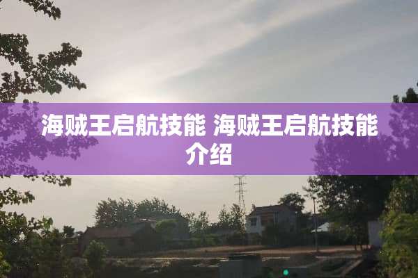 海贼王启航技能 海贼王启航技能介绍