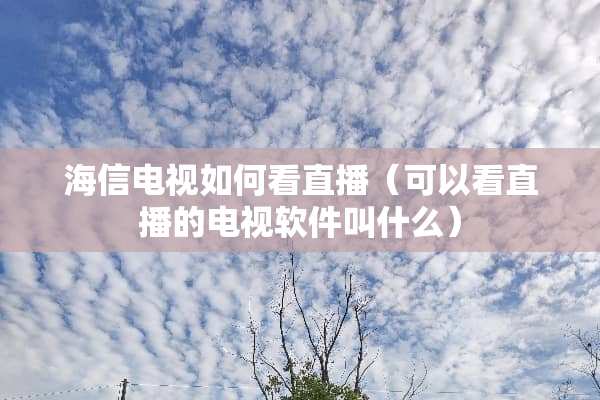海信电视如何看直播（可以看直播的电视软件叫什么）