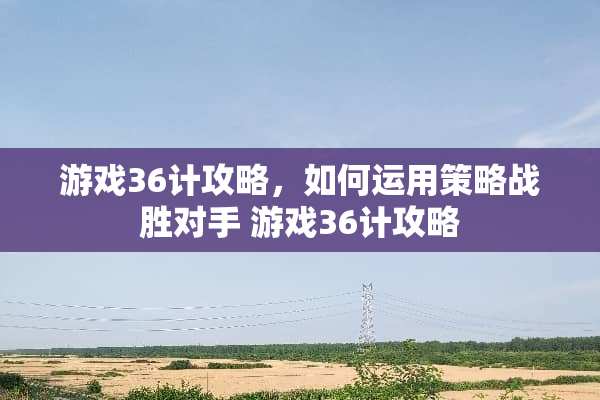 游戏36计攻略，如何运用策略战胜对手 游戏36计攻略